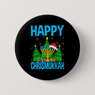 Gelukkig Chrismukkah Kerstman Hoed Kerstmis Hanukk Ronde Button 5,7 Cm