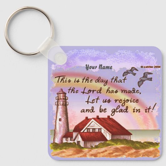 Gelukkig christelijk sleutelhanger met vuurtoren (Voorkant)
