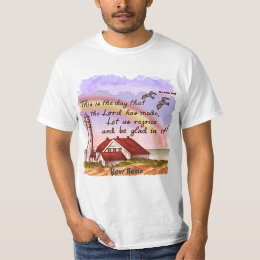 Gelukkig Christelijk Vuurtoren T-shirt (Voorkant)