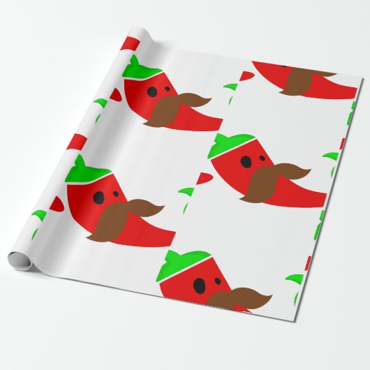 gelukkig cinco de mayo mustache pepper grappig cadeaupapier (Uitgerold)
