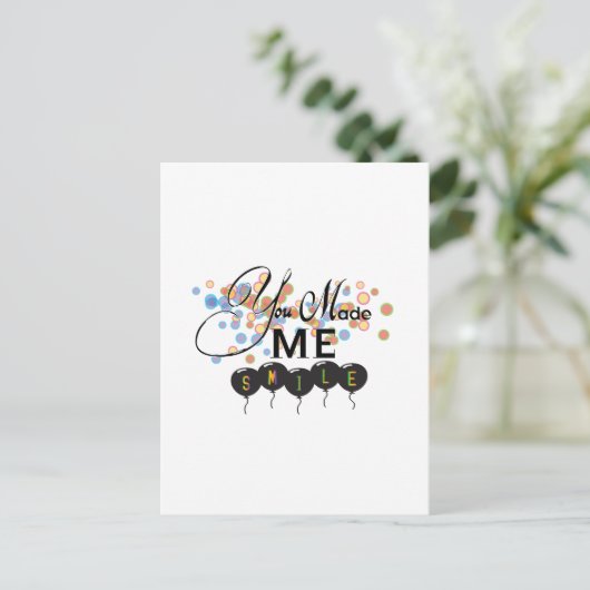 Gelukkig citaat met ballonnen - U MAAKTE ME SMILE! Briefkaart (Staand voorkant)