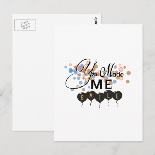 Gelukkig citaat met ballonnen - U MAAKTE ME SMILE! Briefkaart (Voorkant / Achterkant)