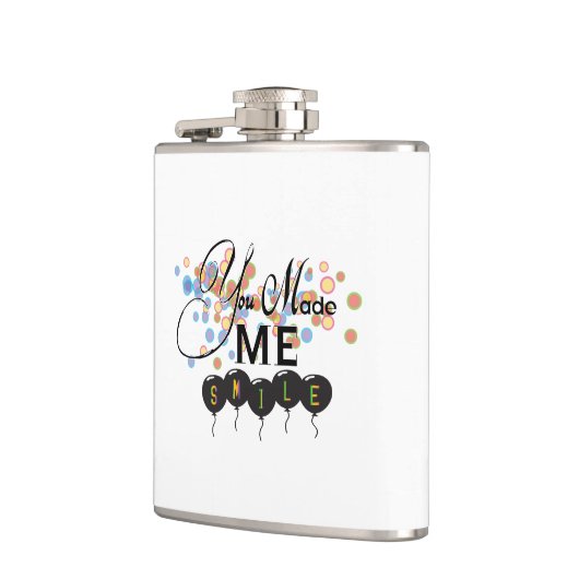 Gelukkig citaat met ballonnen - U MAAKTE ME SMILE! Heupfles (Links)