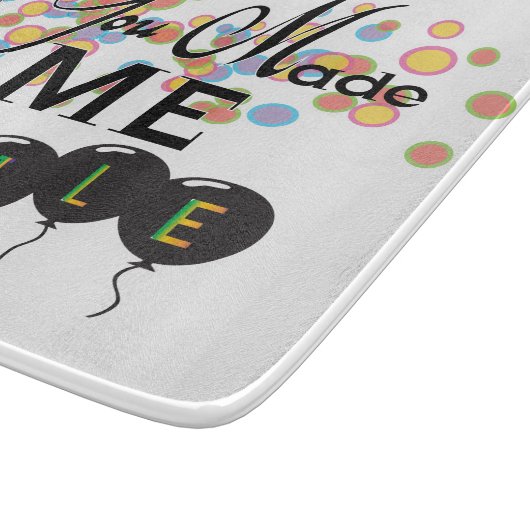 Gelukkig citaat met ballonnen - U MAAKTE ME SMILE! Snijplank (Hoek)