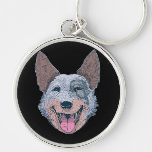 Gelukkig Collie Hondengezicht Sleutelhanger