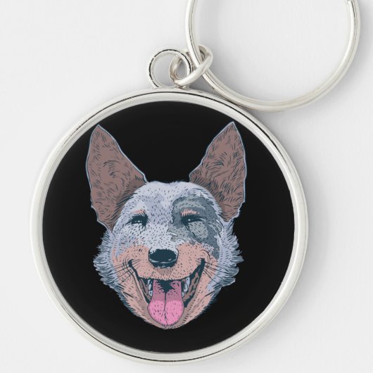 Gelukkig Collie Hondengezicht Sleutelhanger (Voorkant)