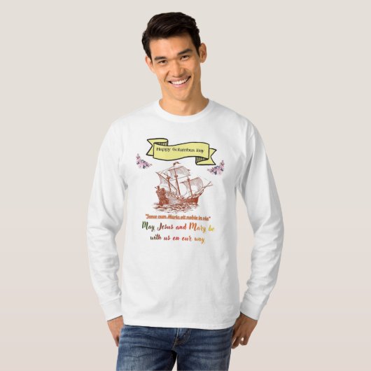 Gelukkig Columbusdag T-Shirt  (Voorkant volledig)