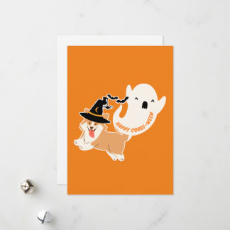 Gelukkig Corgi-Ween | Mooie Corgi Plat Vakantiekaa Feestdagenkaart