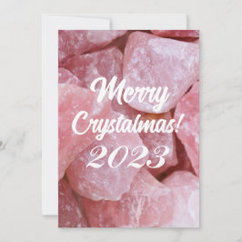 Gelukkig Crystalmas 2023 Roze Rozenkwarts Kristal Feestdagenkaart