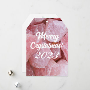 Gelukkig Crystalmas 2023 Roze Rozenkwarts Kristal Feestdagenkaart