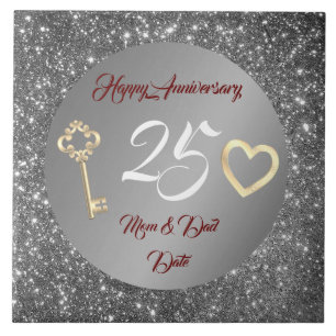 Gelukkig Customize Love Zilver 25e Verjaardag Tegeltje