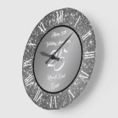 Gelukkig Customize Zilver Glitter 25ste Verjaardag Grote Klok (Hoek)