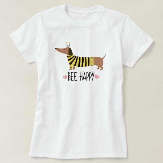 Gelukkig Dachshund Hommelshemd T-shirt (Design voorkant)