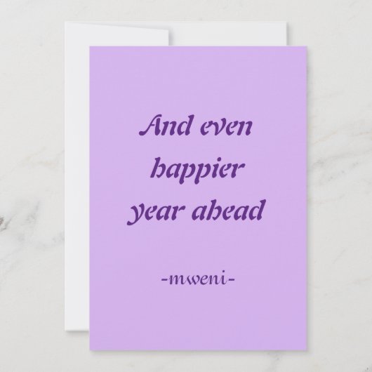 Gelukkig Dag en Geluk Jaar Verjaardenkaart (Achterkant)