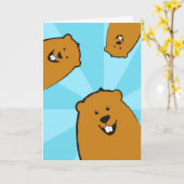 Gelukkig Dag Geïllustreerd Wenskaart Groundhog Kaart (Gele Bloem)