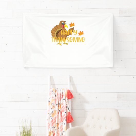 Gelukkig Dag van Thanksgiving Turkije Dankbare Man Spandoek (Insitu)