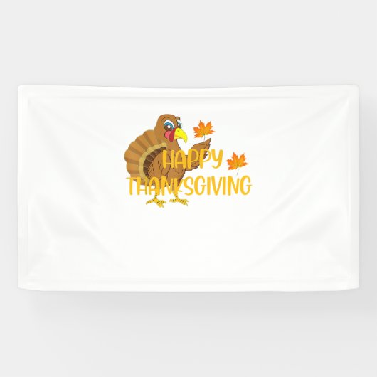 Gelukkig Dag van Thanksgiving Turkije Dankbare Man Spandoek (Horizontaal)