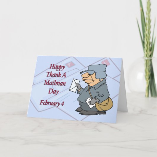 Gelukkig dank een Brievenbesteller Dag 4 Februari Bedankkaart (Voorkant)