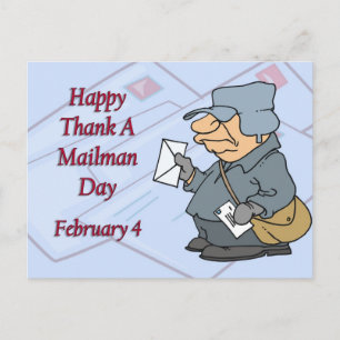 Gelukkig Dank een Mailman Dag Februari 4 Briefkaart