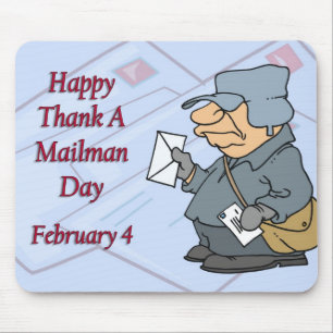 Gelukkig Dank een Mailman Dag Februari 4 Muismat