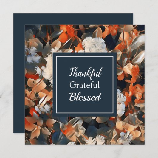 Gelukkig dankbaar gezegend elegant florale herfst feestdagenkaart (Voorkant / Achterkant)