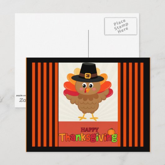 Gelukkig dankzegging van de heer Turkey Briefkaart (Voorkant / Achterkant)