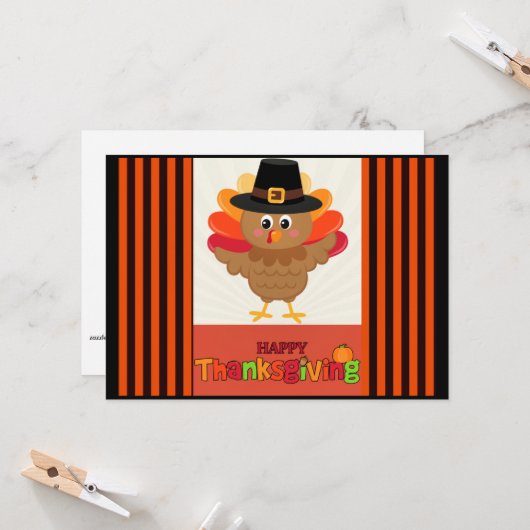 Gelukkig dankzegging van de heer Turkey Kaart (Voorkant / Achterkant in situ)