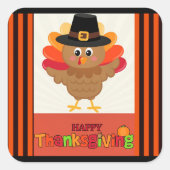 Gelukkig dankzegging van de heer Turkey Vierkante Sticker (Voorkant)