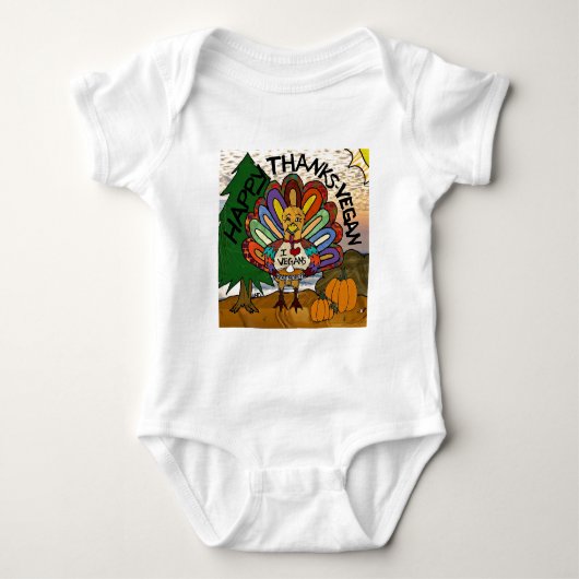 Gelukkig dankzegging vegan kalkoen romper (Voorkant)