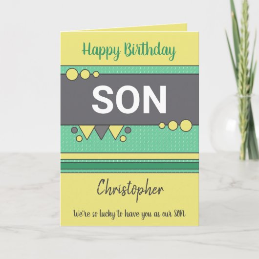 Gelukkig dat we jou hebben zoon groene en gele ver kaart (Voorkant)