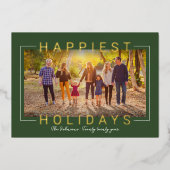 Gelukkig de nieuwste goudtekst groene foto folie feestdagenkaart (Voorkant)