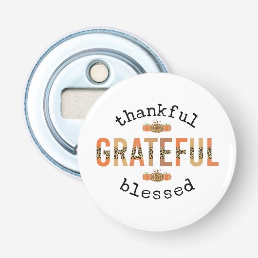 Gelukkig de Thanksgiving van de Herfst met de zege Button Flesopener (Voorkant)
