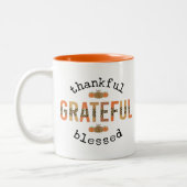 Gelukkig de Thanksgiving van de Herfst met de zege Tweekleurige Koffiemok (Links)