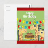 Gelukkig Dierfeest Giraffe's Briefkaart (Voorkant / Achterkant)