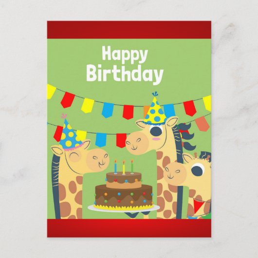 Gelukkig Dierfeest Giraffe's Briefkaart (Voorkant)