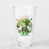Gelukkig Dino St. Patrick's Dag Drinkglas Glas (Achterkant)