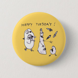 Gelukkig dinsdag! Knoop Ronde Button 5,7 Cm