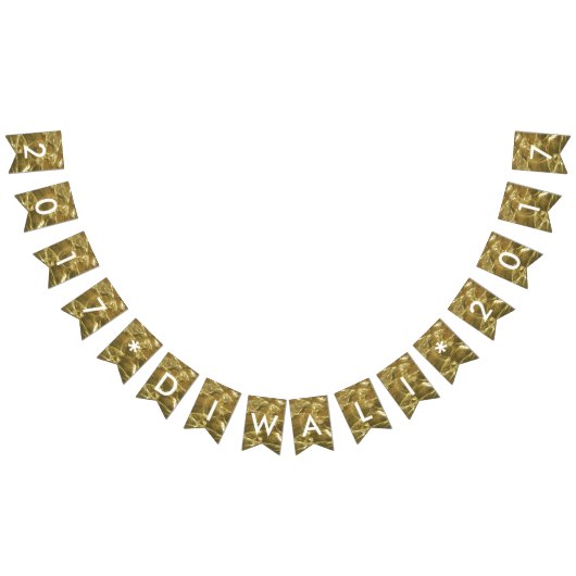 Gelukkig Diwali 2017 Goud Wit Glitter Lights Party Vlaggetjes (Alle)