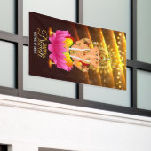 Gelukkig Diwali Festival van Lichten met Ganesh Spandoek (Buitenkant Gebouw)