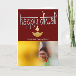 Gelukkig Diwali Foto Persoonlijk Paars Goud Zilver Kaart