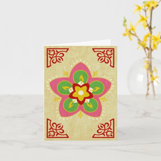 gelukkig diwali : rangoli kaart (Gele Bloem)