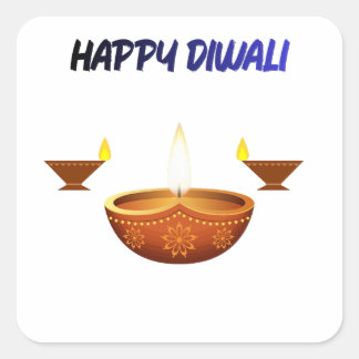 Gelukkig Diwali Traditionele Olie Lamp Festival va Vierkante Sticker