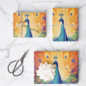 Gelukkig Diwali Vibrant Peacock Festival of Lights Inpakpapier Vel