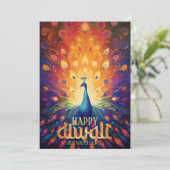 Gelukkig Diwali Vibrant Peacock Festival of Lights Kaart (Staand voorkant)