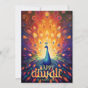 Gelukkig Diwali Vibrant Peacock Festival of Lights Kaart