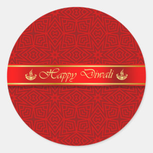 Gelukkig Diwali zijdeachtig lintontwerp Ronde Sticker