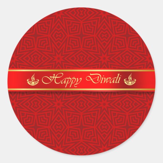 Gelukkig Diwali zijdeachtig lintontwerp Ronde Sticker (Voorkant)