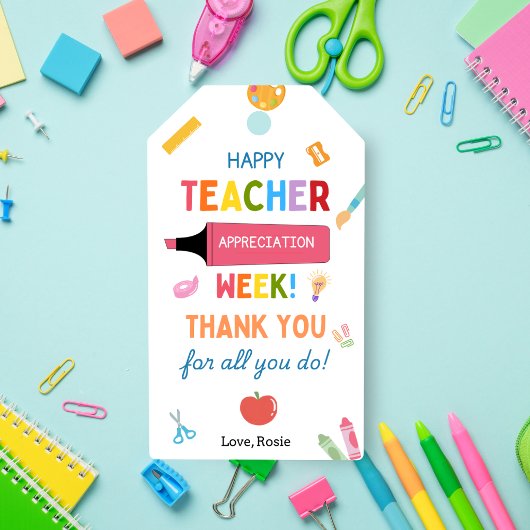 Gelukkig docenten-waarderingsweek geschenklabels cadeaulabel