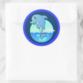 Gelukkig dolfijn leaping ronde sticker (Tas)