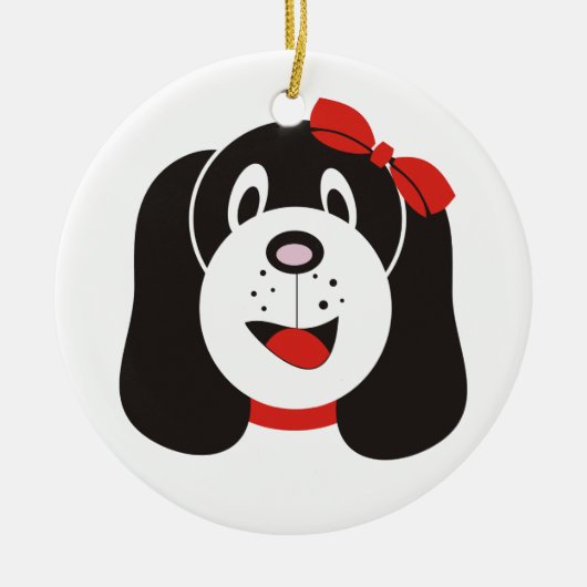 Gelukkig domme puppy maatwerk ornament (Voorkant)